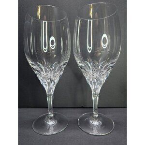 Vtg Gorham Crystal Clear Cut Iced Tea Wine Glasses Drinkware 8.5" Tall Set of 2